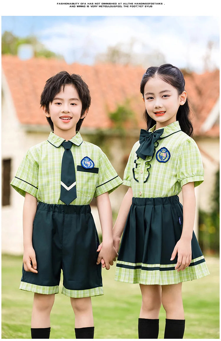 School Uniform Boy Girls Clothing Set Top And Bottom 2 Pieces Costume Suit Kids Child Stage Wear Performance Clothes Tracksuit