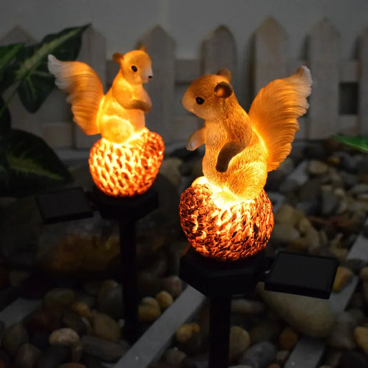 Solar Garden Lawn Light Resin Squirrel Ground Light Waterproof Outdoor Garden Landscape Spotlight LED Light Lighting Decoration