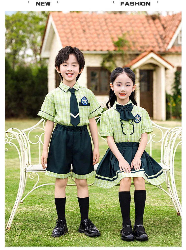 School Uniform Boy Girls Clothing Set Top And Bottom 2 Pieces Costume Suit Kids Child Stage Wear Performance Clothes Tracksuit