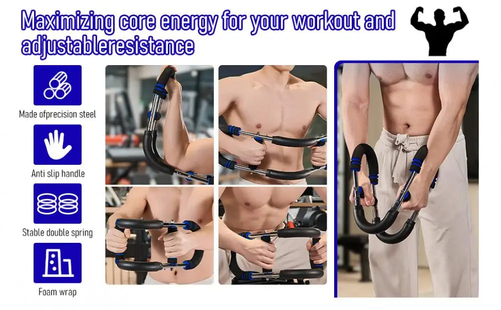 65*17.5cm Twister Arm Exerciser With Foam Handle 40-50kg Adjustable Chest Workout Bar Forearm Triceps Muscle Fitness Equipment