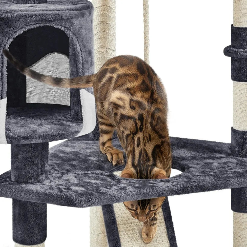 79in MultiLevel Cat Trees Indoor Cat Tower with Sisal-Covered Scratching Posts,Plush Perches and Condo for Kittens,Cats and Pets