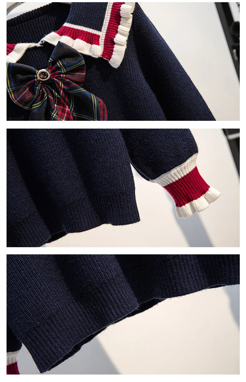 School Uniform for Teens School Uniform for Girls Children Costume Kids Suit Preppy Sweater Skirt Clothes for Girls 12 13 14