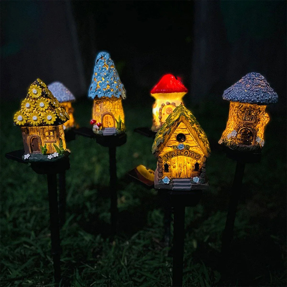 Outdoor LED Solar Garden Lights Waterproof Cartoon Mushroom Light Yard Landscape Path Lawn Street Decoration Solar Powered Lamp