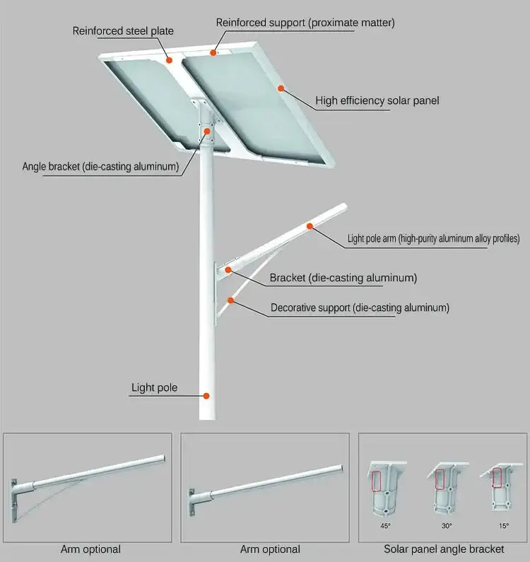 SOKOYO Multi-height Pole 60W Solar Panel IP65 Lampadaire Solaire Outdoor Led Street Solar Light With Battery Backup