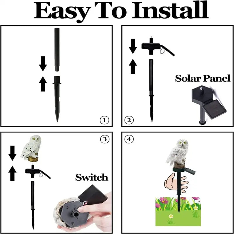 Solar Owl Garden Light Outdoor LED Lawn Lamp for Garden Decoration Waterproof Christmas Lights Outdoor Solar Lamp Post