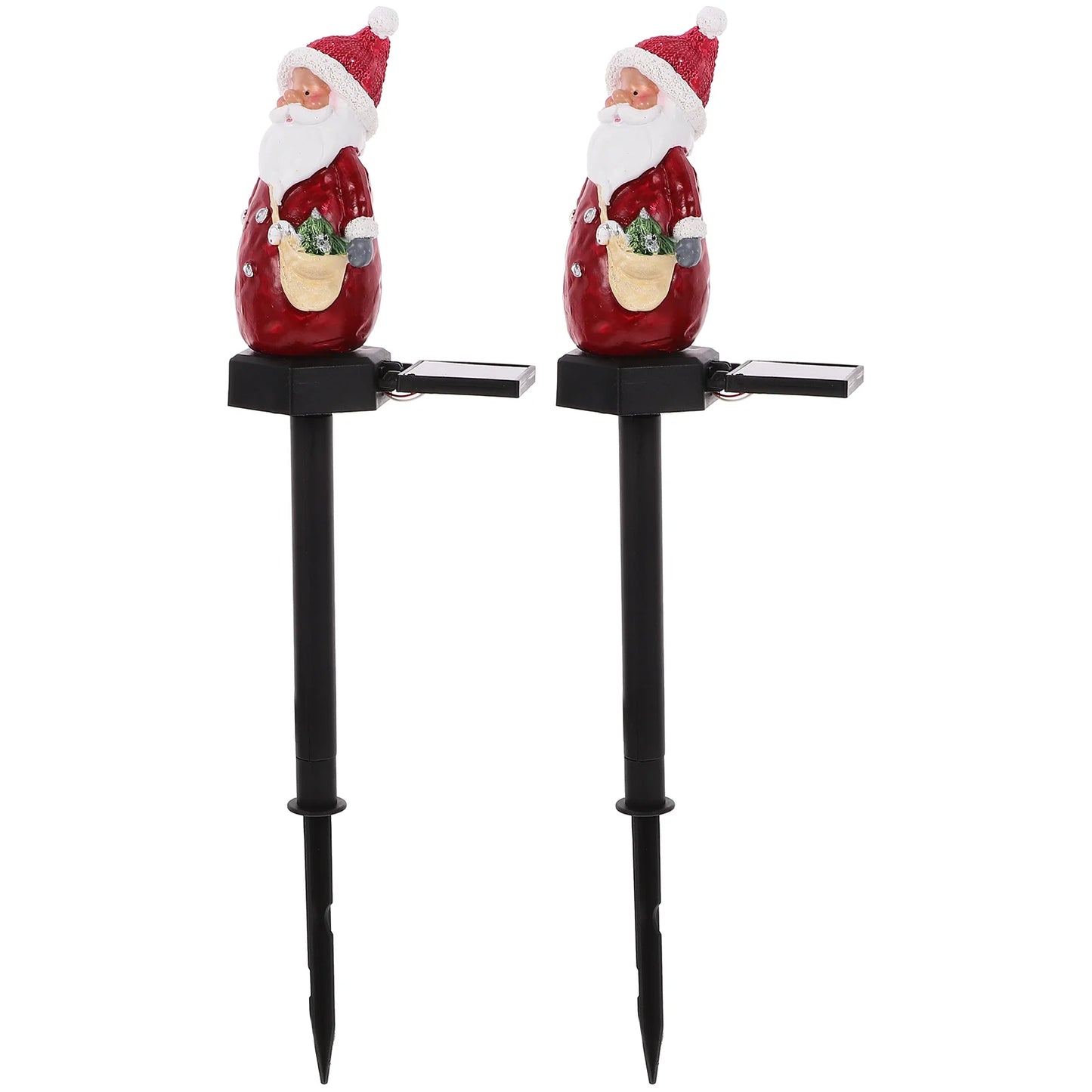 Solar Powered Christmas Garden Lights Decorations 2 Pcs, Outdoor Modeling Street Stake LED Yard Plastic Resin Lawn