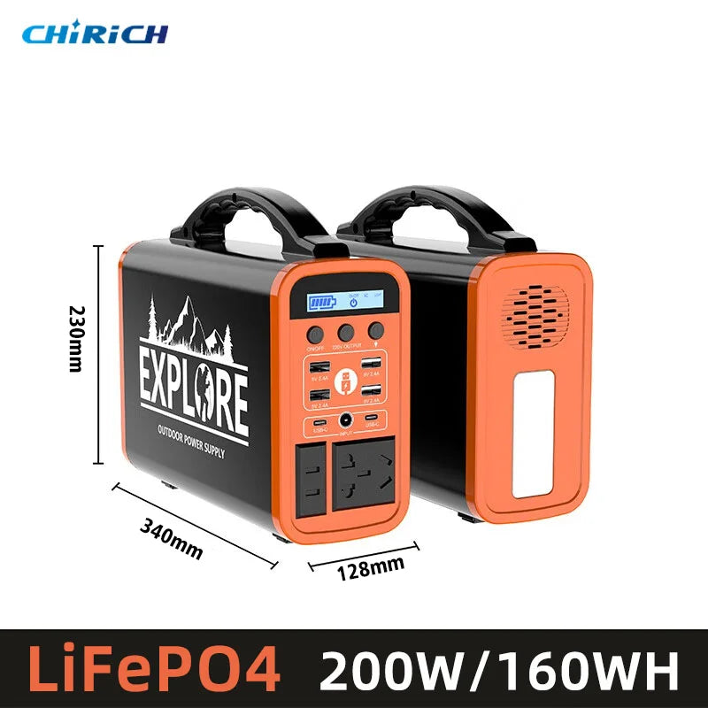 220V 400W Power Bank Station Portable Emergency External Spare Battery LiFePO4 Power Supply For Outdoor Camping Solar Generator