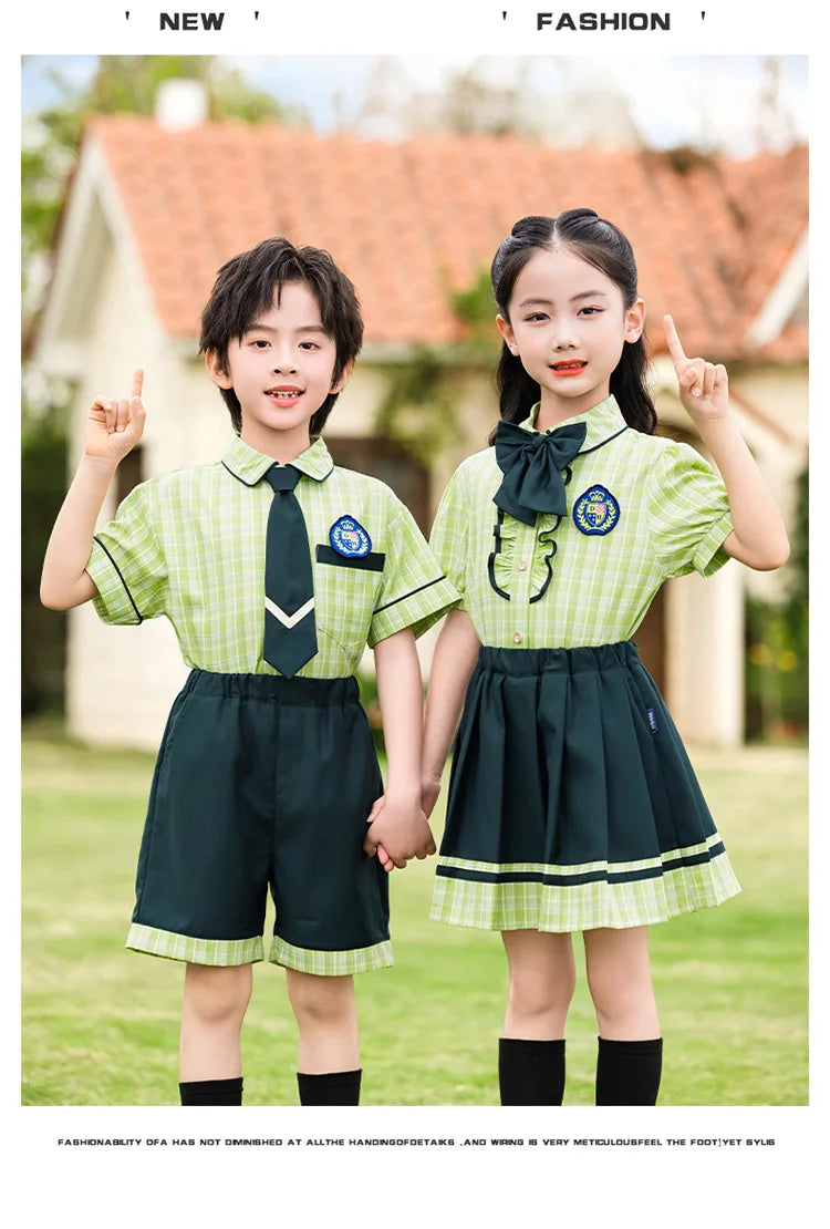 School Uniform Boy Girls Clothing Set Top And Bottom 2 Pieces Costume Suit Kids Child Stage Wear Performance Clothes Tracksuit
