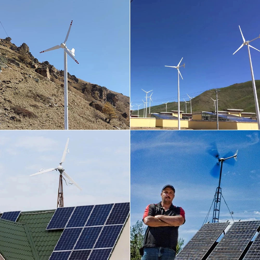 6000W 24V 48V Free Energy Off Grid System Horizontal Home Wind Turbines Wind Generator Power Windmil With MPPT Controllerl