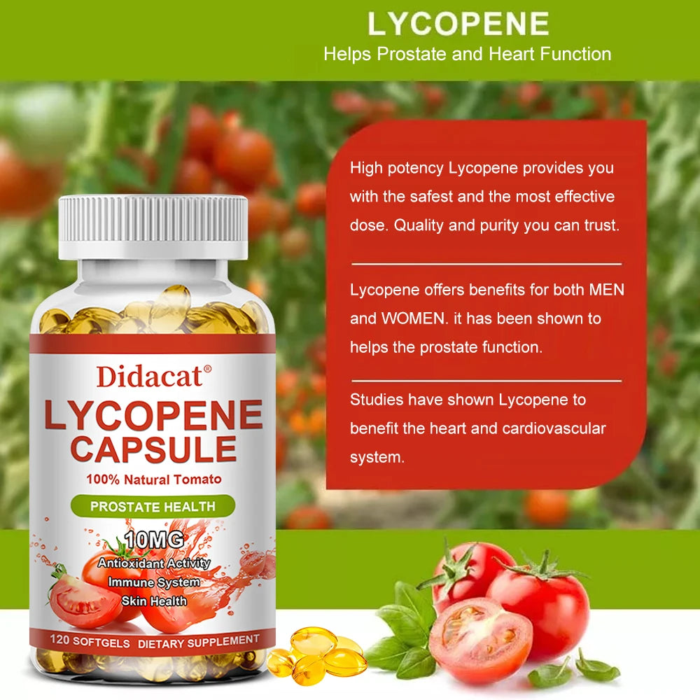 Lycopene Capsules - Prostate Health, Urinary Tract Health, Enhance Immunity,Tomato Extract,Gluten-Free - MediaEclat.store