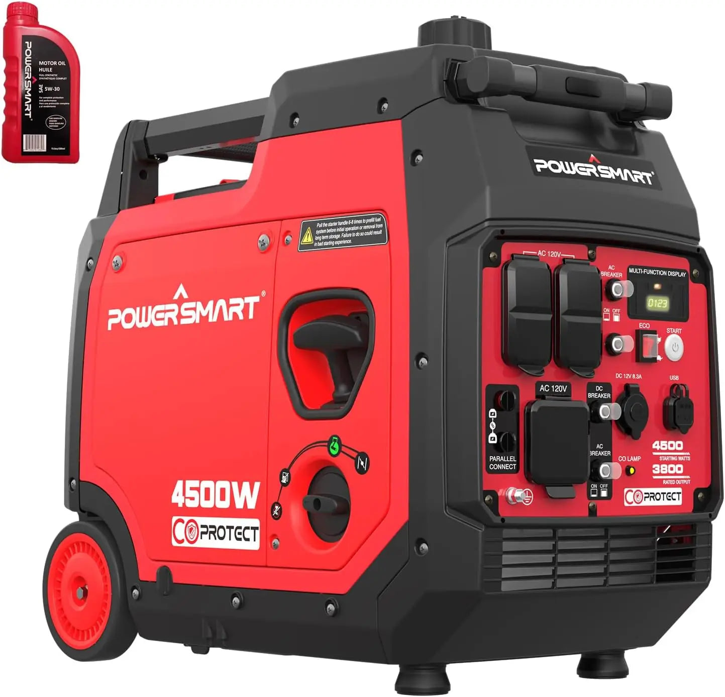 4500-Watt Super Quiet RV-Ready Inverter Generator, Portable Generator Gas Powered with Electric Start, CO Sensor