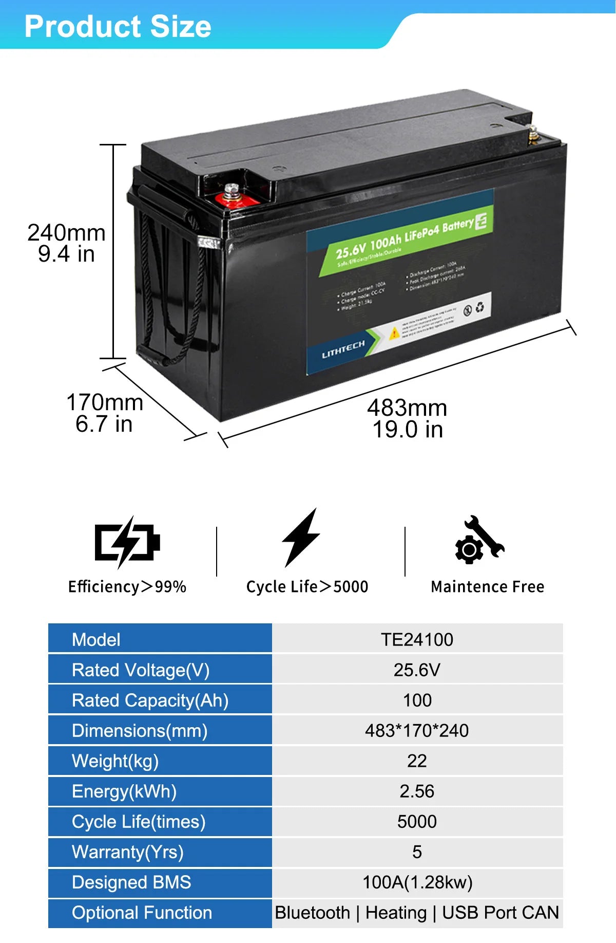 24v solar battery 24v 100ah lifepo4 battery eu warehouse stock 24v battery pack