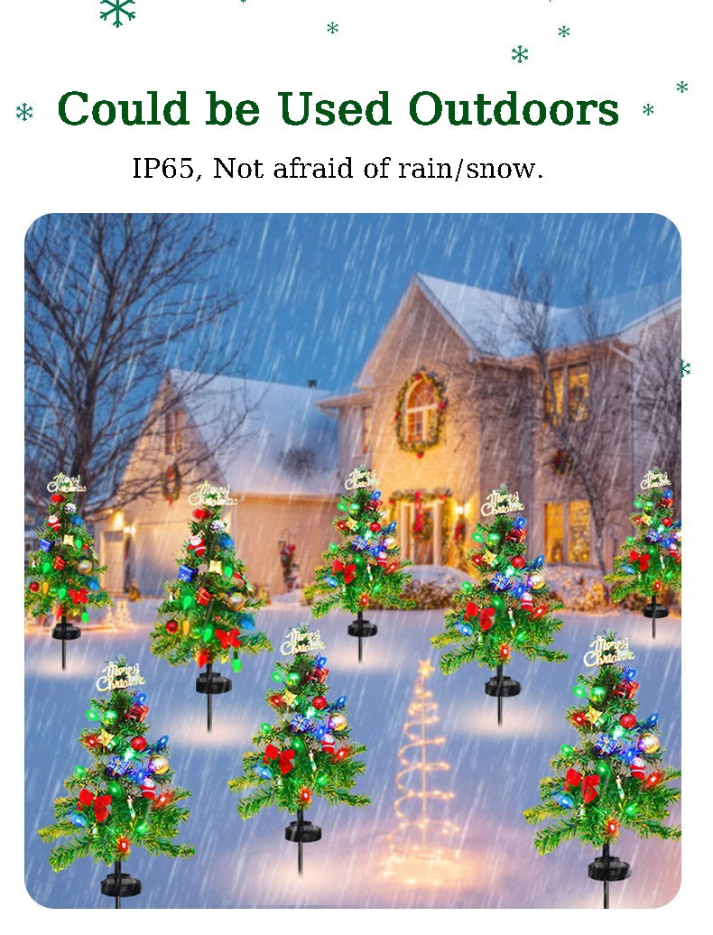 Solar Christmas Tree LED Light Outdoor Decorative Lawn Garden Pathway Landscape Lighting Festive Holiday Decor