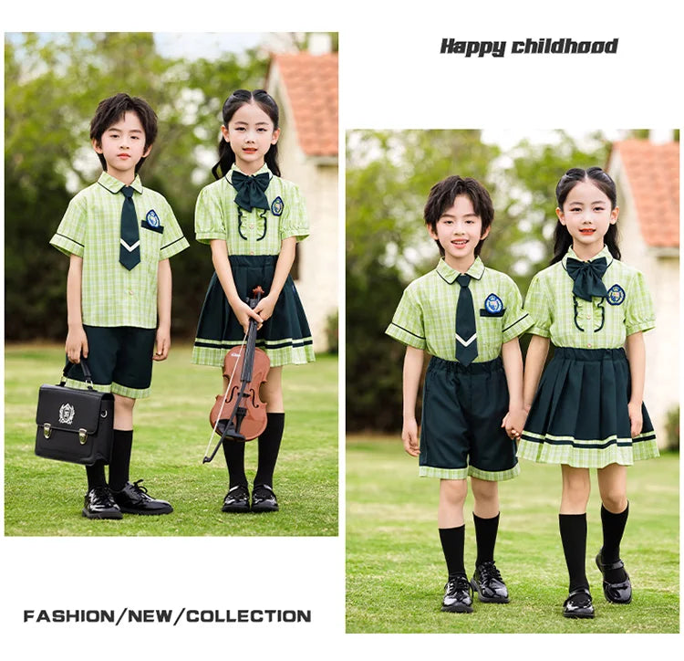 School Uniform Boy Girls Clothing Set Top And Bottom 2 Pieces Costume Suit Kids Child Stage Wear Performance Clothes Tracksuit