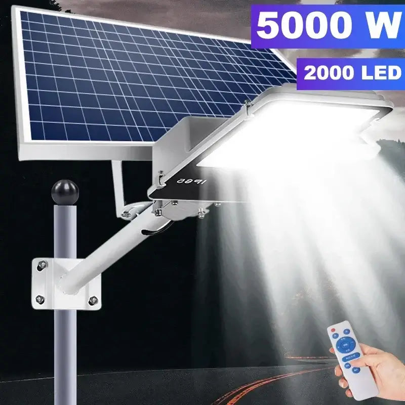 5000W Solar Street Light Outdoor Aluminum Solar Street Light Garden Sunlight Remote Control Waterproof Solar Light