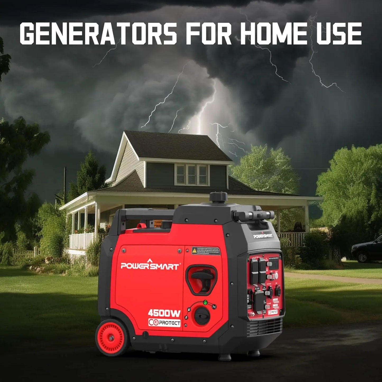 4500-Watt Super Quiet RV-Ready Inverter Generator, Portable Generator Gas Powered with Electric Start, CO Sensor