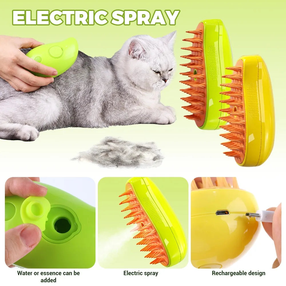 Cat Steam Brush Steamy Dog Brush 3 in 1 Electric Spray Cat Hair Brushes for Massage Pet Grooming Comb Hair Removal Combs