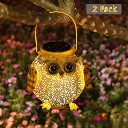 LED Solar Light Outdoor Hanging Landscape Lamp Projector Lamp Waterproof Camping Light Owl Night Light Garden Decoration Light