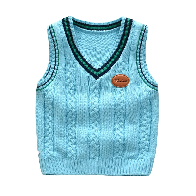 School Uniform Autumn Children's Vest Sweater Kids Knitted Pullover Outerwear Coat For Teen Boys Girls 2-6 Years Tops Waistcoat