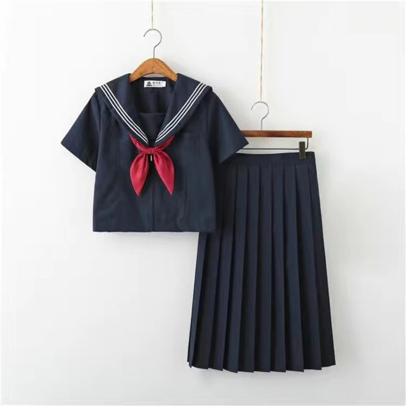Basic style Japanese School Uniform College High School Girls Student Uniforms Sailor Suit White Tops Pleated Skirt Plus XXXXXL