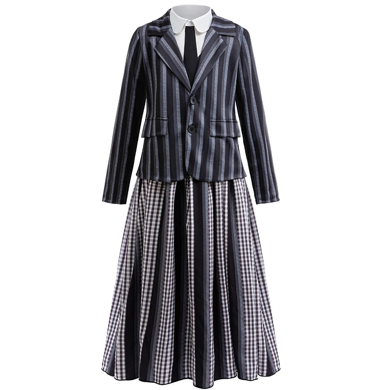 Wednesday 2 Same Style School Uniform Sets For Children Autumn Formal Skirt Suit Girl Clothes Outfits Halloween Cosplay Costume