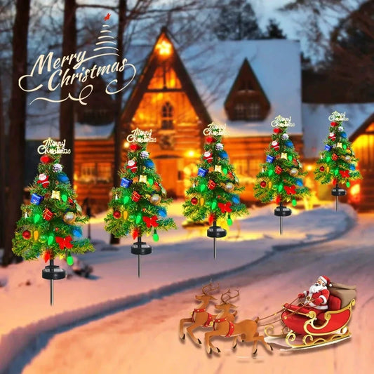 Solar Christmas Tree LED Light Outdoor Decorative Lawn Garden Pathway Landscape Lighting Festive Holiday Decor