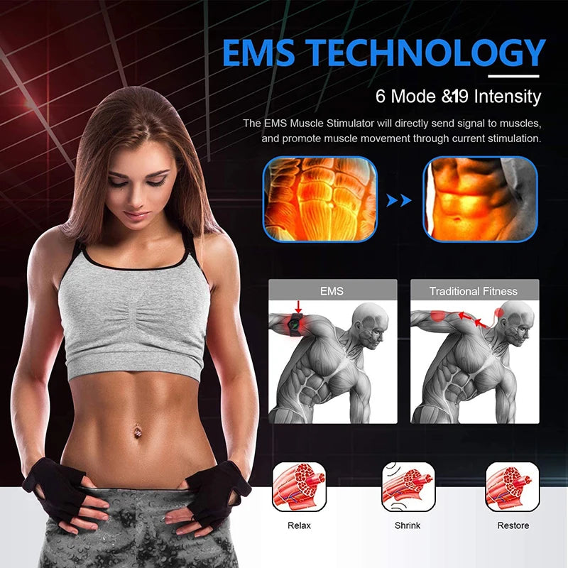 EMS Stimulator Muscle Toner Stimulating Slimming Belt Abdominal Training Device Rechargeable Massager Home Fitness Equipment