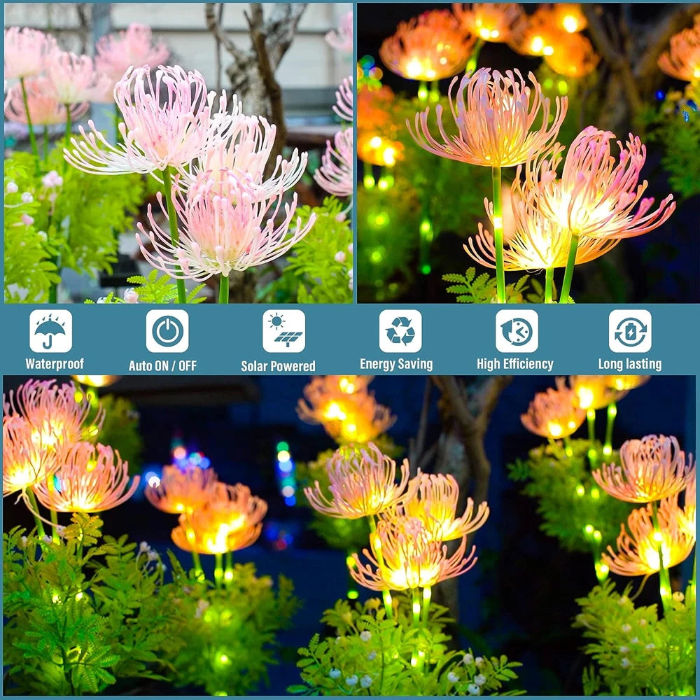 Solar Garden Lights, Solar Flowers Lights with Glowing Flowers & Stems with Upgraded Solar Panel for Garden, Yard Decor