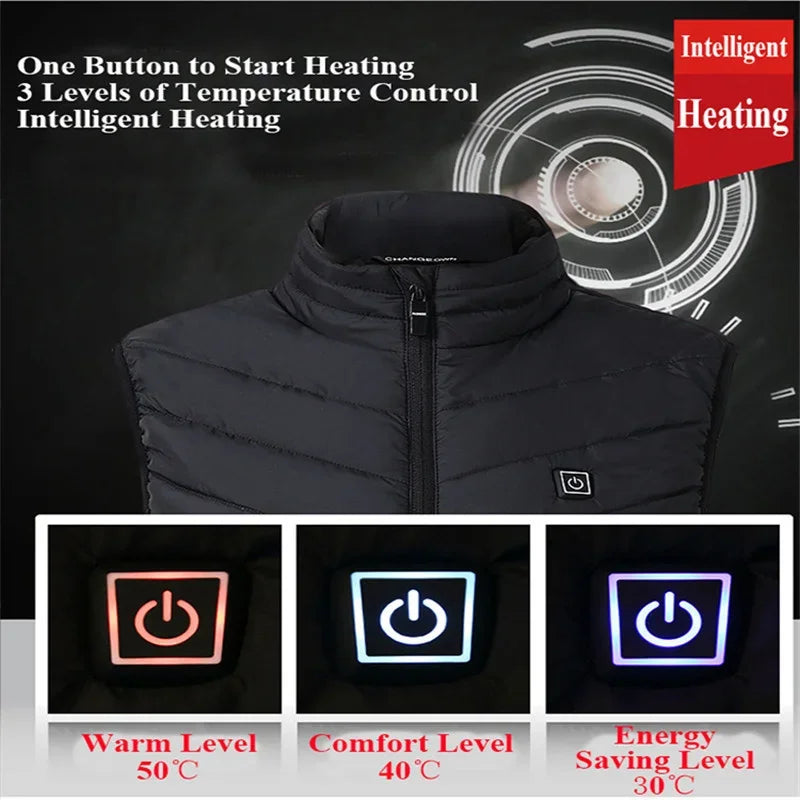 9/13Areas Heated Vest Men Women Heated Jacket Winter Usb Heating Vest Self Heating Thermal Vest Heating Down Jacket Warmte Vest