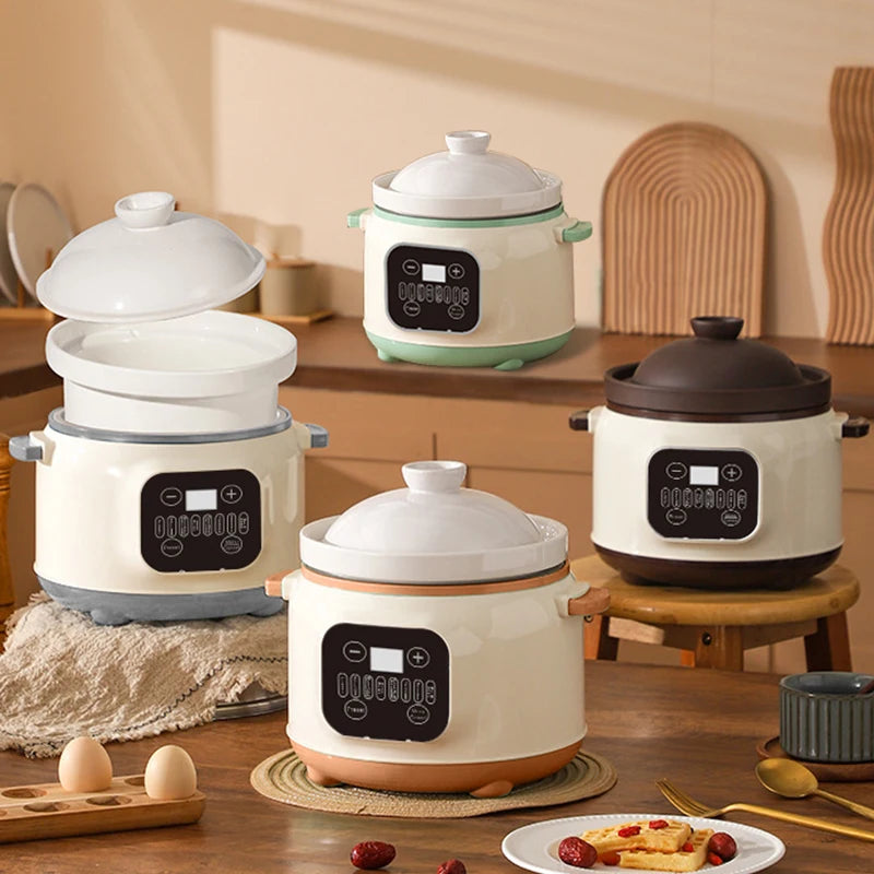 3.8L Multifunctional Electric stew pot Slow Cooker Ceramic Inner Pot Multi-Cooker for Soup Porridge Casserole Household Kitchen