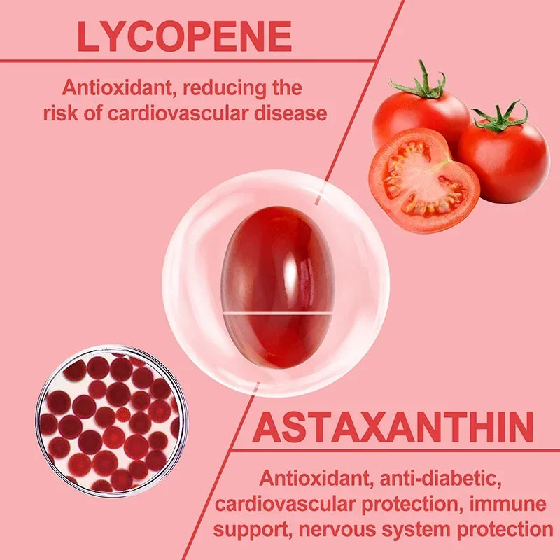 Astaxanthin + Lycopene Capsules - Antioxidant, Promotes Blood Circulation, Supports Heart, Joint and Vision Health, Non-GMO - MediaEclat.store