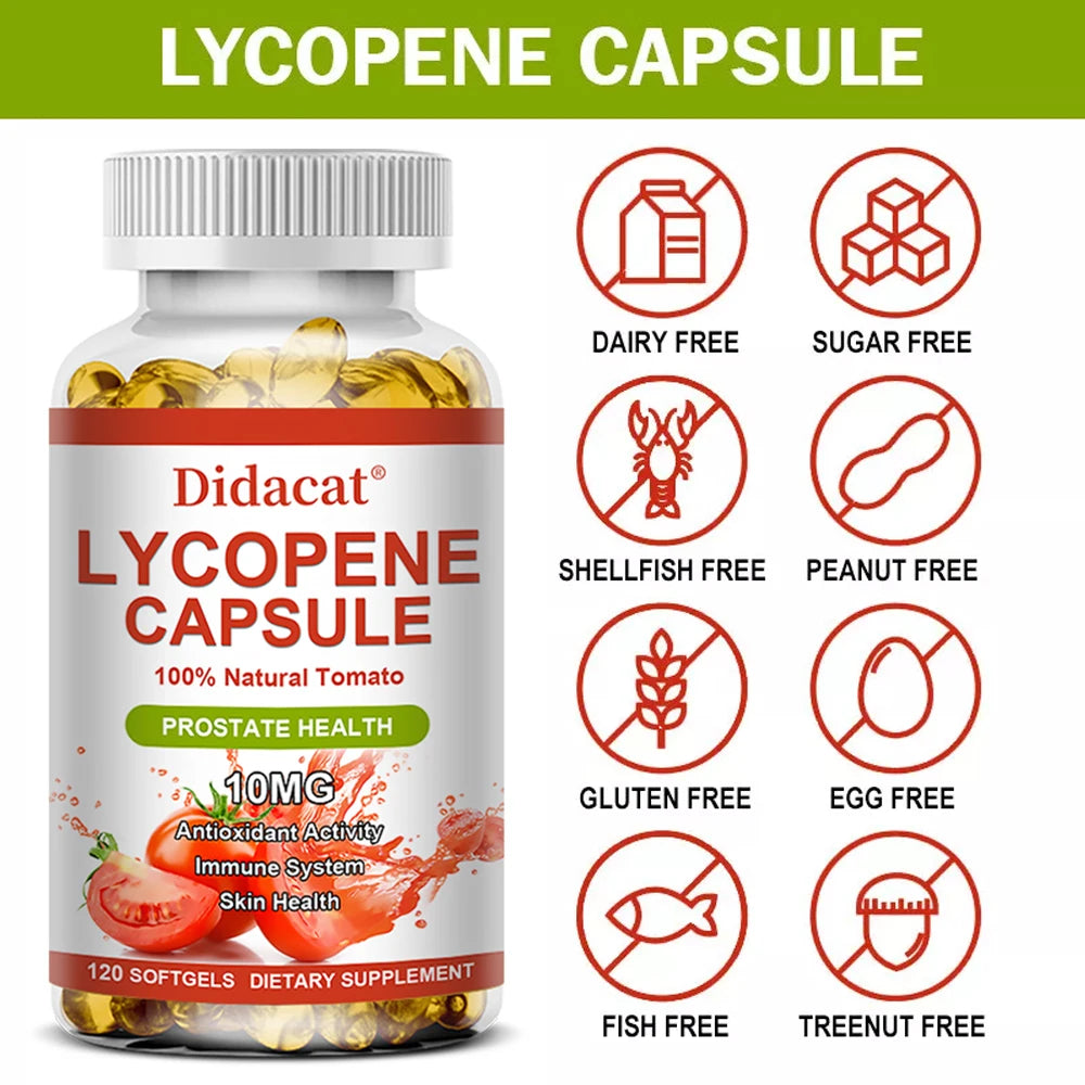 Lycopene Capsules - Prostate Health, Urinary Tract Health, Enhance Immunity,Tomato Extract,Gluten-Free - MediaEclat.store