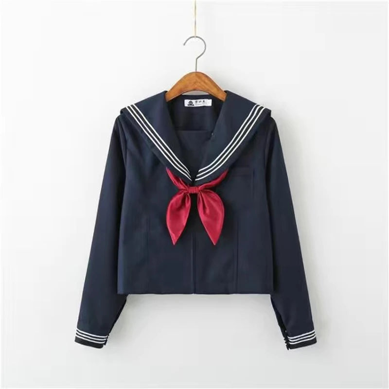 Basic style Japanese School Uniform College High School Girls Student Uniforms Sailor Suit White Tops Pleated Skirt Plus XXXXXL
