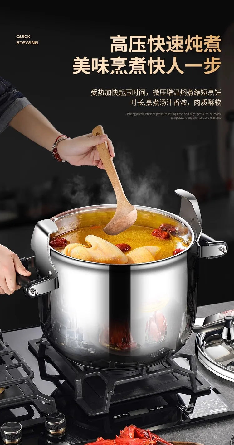Korean Style Pressure Cooker - Explosion-Proof Stainless Steel Pot | For Induction/Gas Stoves, Restaurant & Home Use