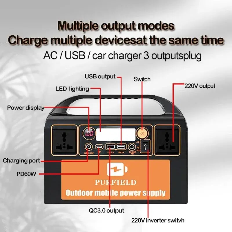 90000mAh 220V AC 300W Portable Power Station Solar Generator DC Outdoor Emergency Power Supply Camping Outdoor Activities