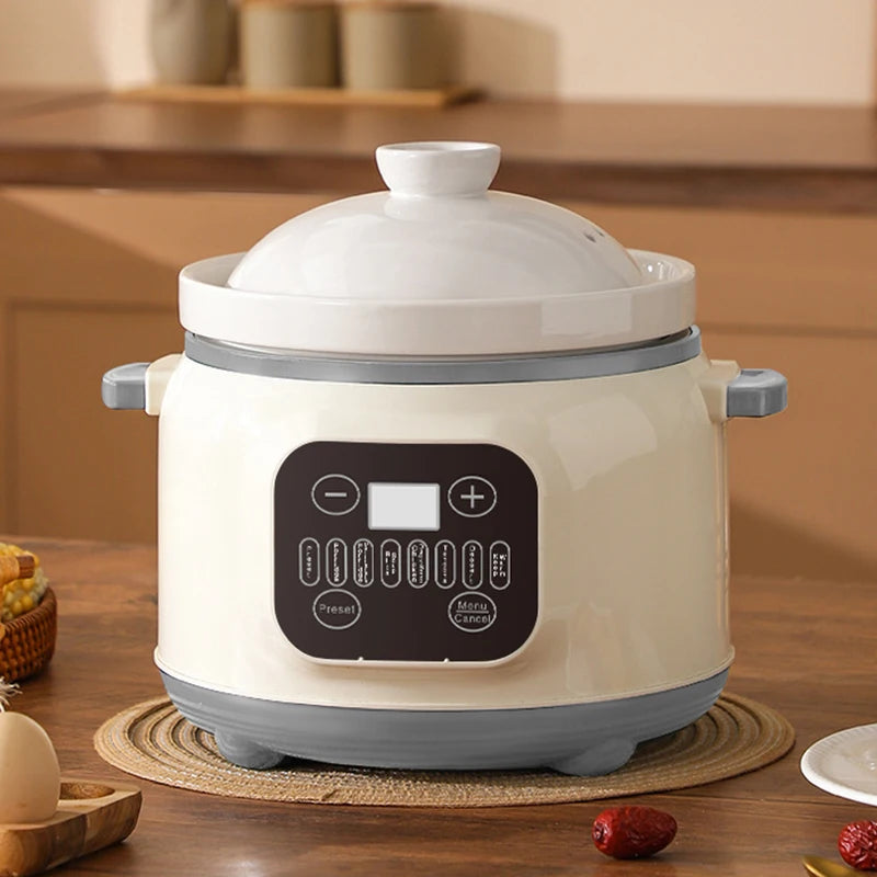 3.8L Multifunctional Electric stew pot Slow Cooker Ceramic Inner Pot Multi-Cooker for Soup Porridge Casserole Household Kitchen