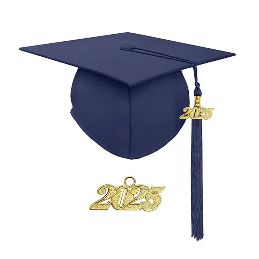 Bachelor Uniform with Hat V Neck Knee Length Long Sleeve Hidden Button Student Graduation Robe Doctor Master Graduation Clothes