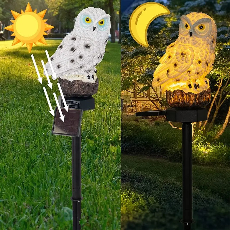 Solar Owl Garden Light Outdoor LED Lawn Lamp for Garden Decoration Waterproof Christmas Lights Outdoor Solar Lamp Post