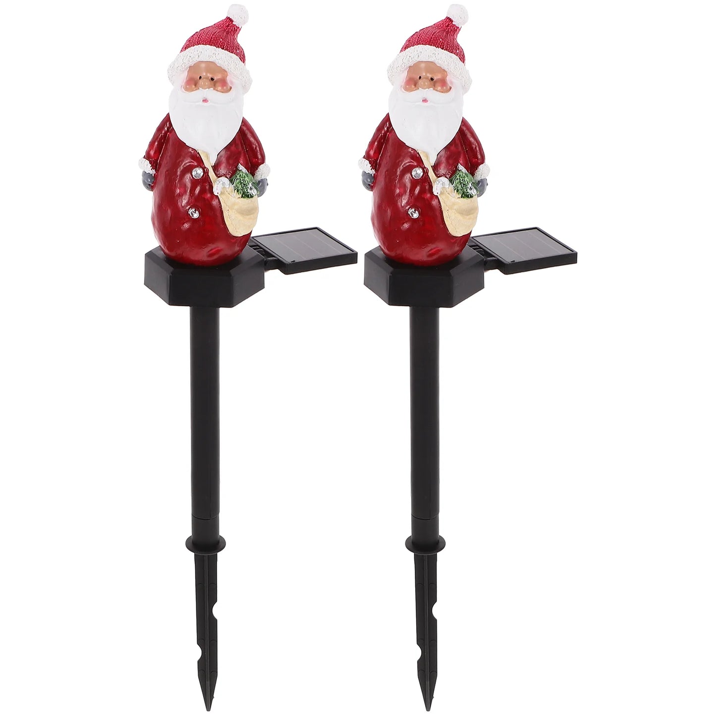 Solar Powered Christmas Garden Lights Decorations 2 Pcs, Outdoor Modeling Street Stake LED Yard Plastic Resin Lawn