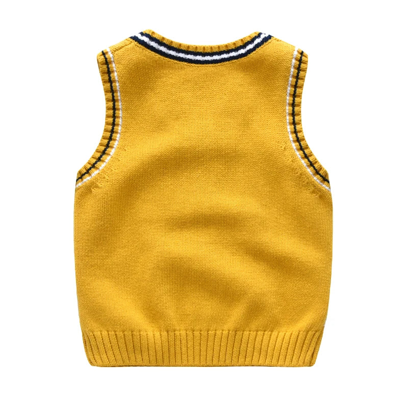 School Uniform Autumn Children's Vest Sweater Kids Knitted Pullover Outerwear Coat For Teen Boys Girls 2-6 Years Tops Waistcoat