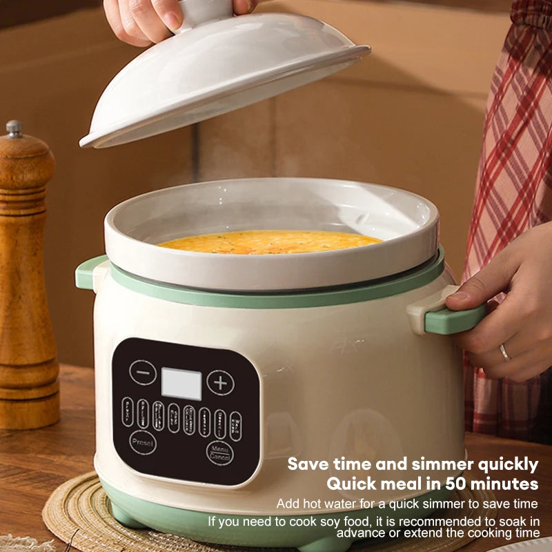 3.8L Multifunctional Electric stew pot Slow Cooker Ceramic Inner Pot Multi-Cooker for Soup Porridge Casserole Household Kitchen