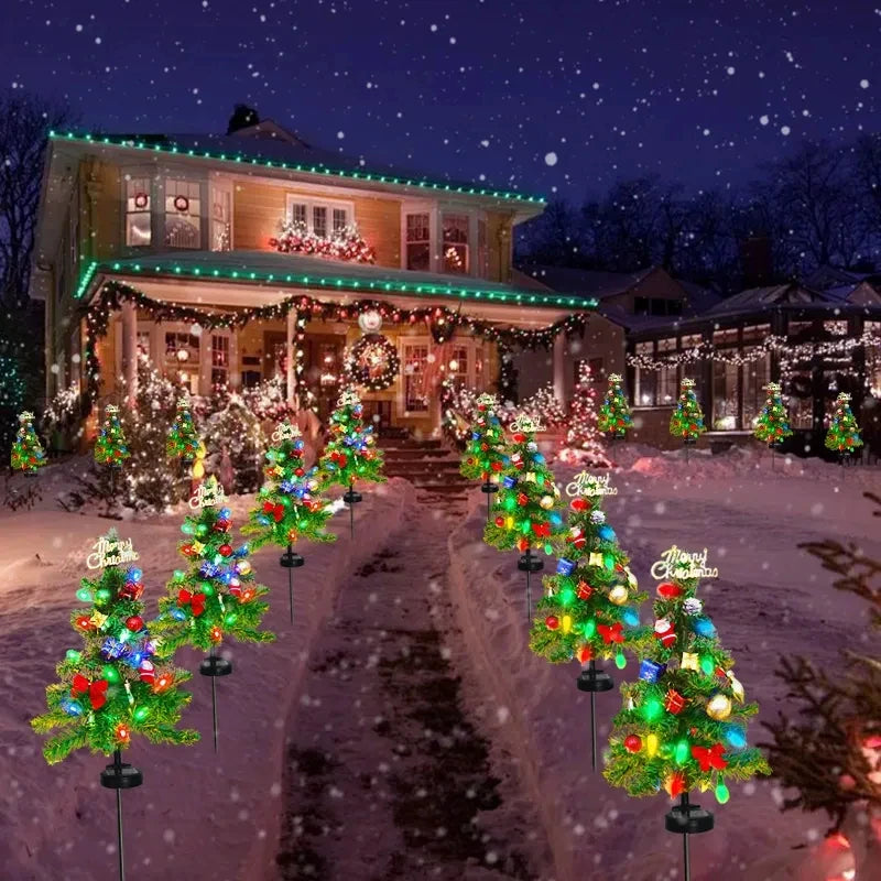 Solar Christmas Tree LED Light Outdoor Decorative Lawn Garden Pathway Landscape Lighting Festive Holiday Decor
