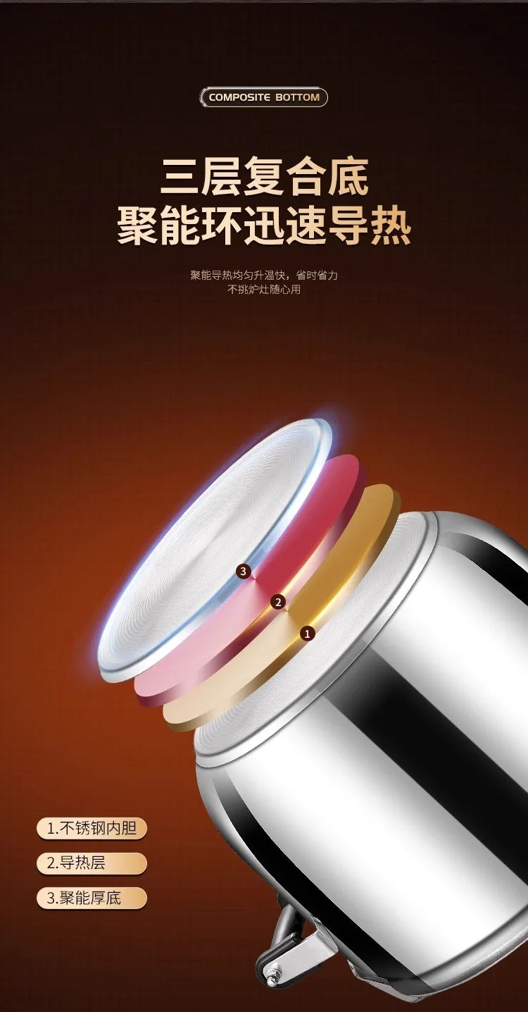 Korean Style Pressure Cooker - Explosion-Proof Stainless Steel Pot | For Induction/Gas Stoves, Restaurant & Home Use