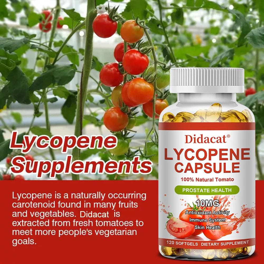 Lycopene Capsules - Prostate Health, Urinary Tract Health, Enhance Immunity,Tomato Extract,Gluten-Free - MediaEclat.store