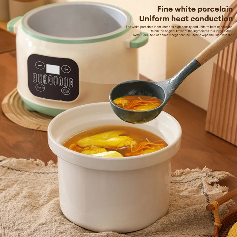 3.8L Multifunctional Electric stew pot Slow Cooker Ceramic Inner Pot Multi-Cooker for Soup Porridge Casserole Household Kitchen