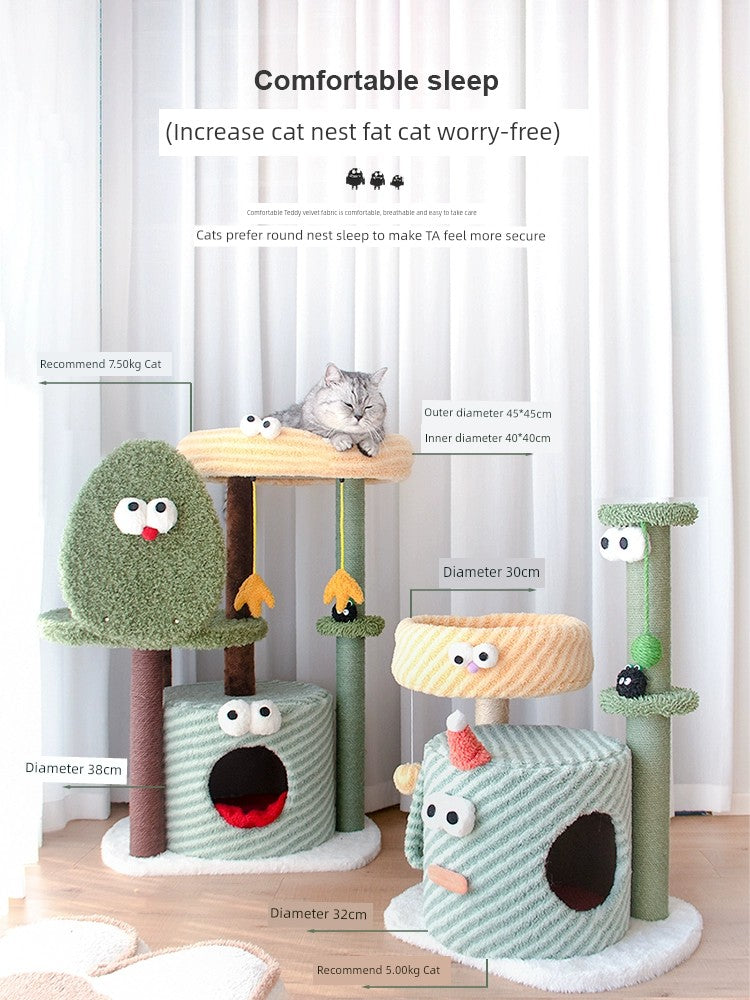 Small Monster Cat Climbing Frame Cat Nest Cat Tree Integrated Small Cat Rack Scratching Pole Cat Scratch Board Cat Supplies Does Not Cover an Area