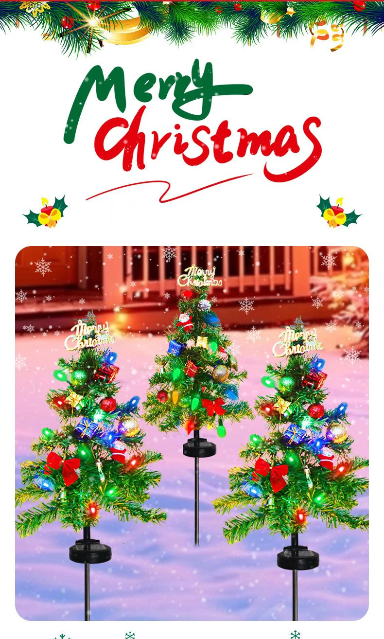 Solar Christmas Tree LED Light Outdoor Decorative Lawn Garden Pathway Landscape Lighting Festive Holiday Decor