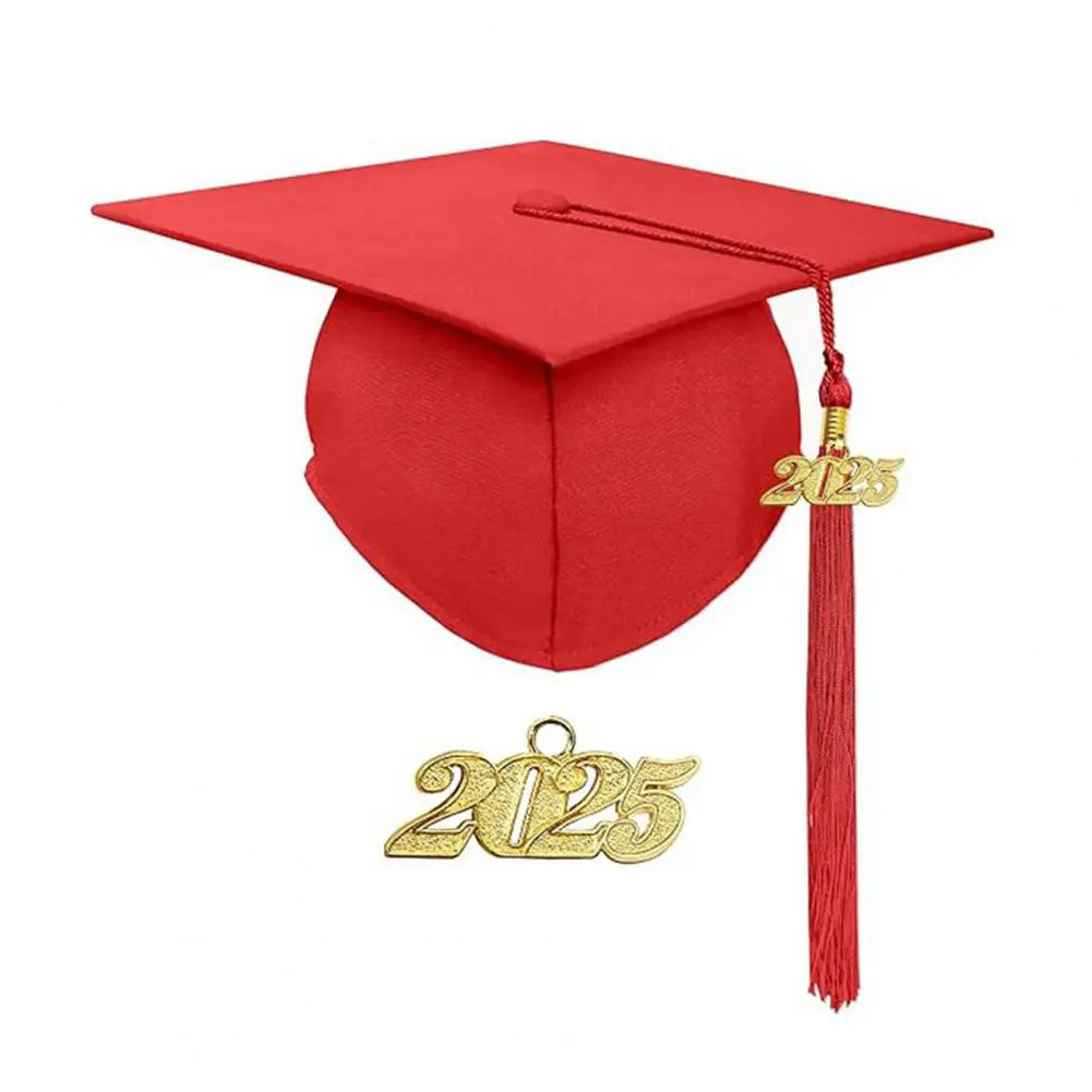 Bachelor Uniform with Hat V Neck Knee Length Long Sleeve Hidden Button Student Graduation Robe Doctor Master Graduation Clothes