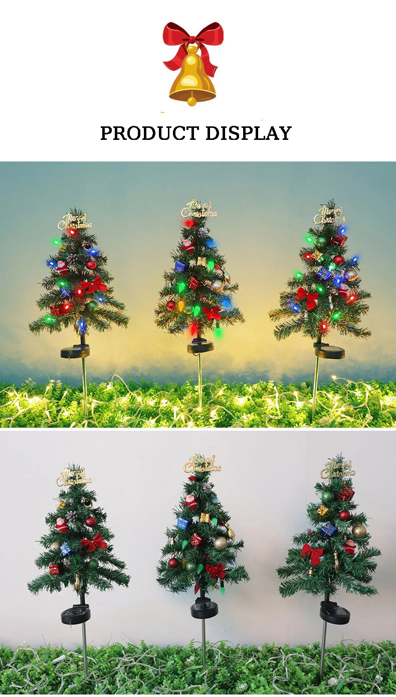 Solar Christmas Tree LED Light Outdoor Decorative Lawn Garden Pathway Landscape Lighting Festive Holiday Decor