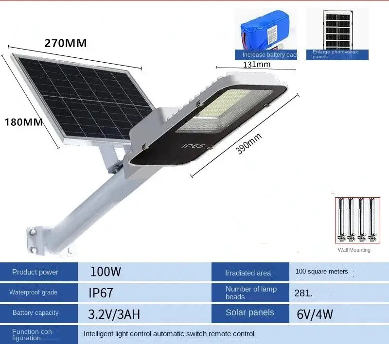 Solar Street Light Outdoor Solar Street Light Garden Sunlight House Remote Control IP67 Waterproof Wall Lamp Solar Street Light